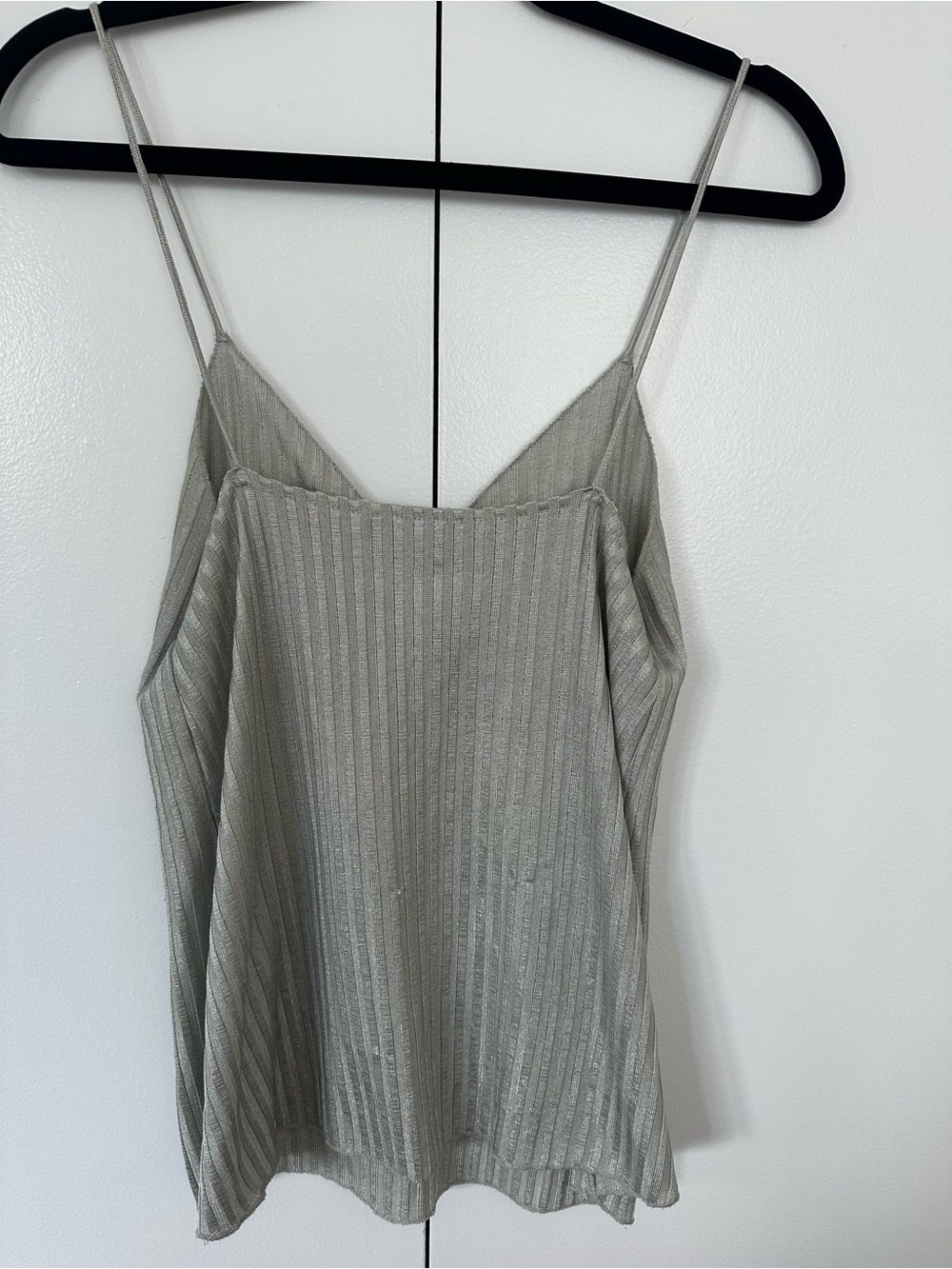 Silver Ribbed V-Neck Cami Top - Picture 2 of 5